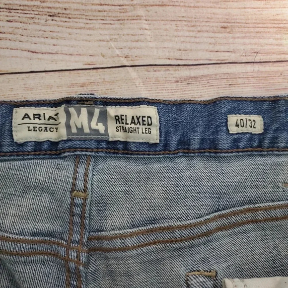 Ariat Legacy Mens 40x32 M4 Relaxed Straight Leg Medium Wash Jeans           #134 - Picture 9 of 9